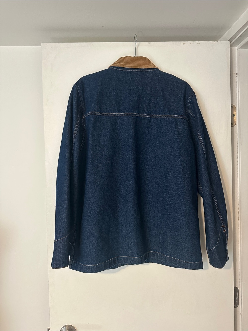 TNA Dark Blue Denim Jacket with Tan Corduroy Collar - Picture 4 of 5